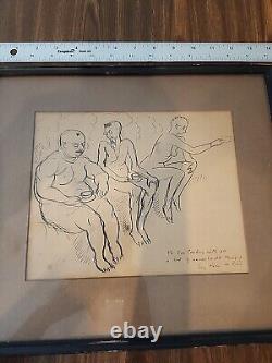 1890-1900 Original Sketch Signed By Famous Artist Unknown Bathhouse Pic. OOAK