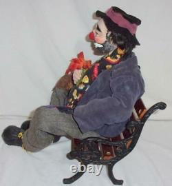 1990s Emmett Kelley Clown Needle Sculptured Personality on Bench Bab's NEW OOAK