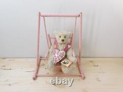 1994 Pat Murphy Bears Sadie 12 One of a Kind Mohair Bear & Antique Wood Swing