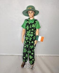 #2 St Patrick's Day Ken Barbie Doll Overalls OOAK Handmade Irish flag of Ireland