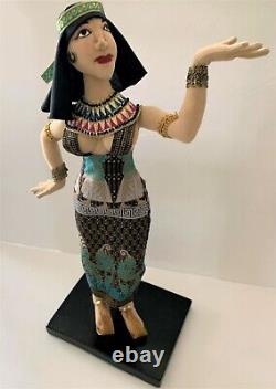 2008 LUCY LANDRY Handmade Artist EGYPTIAN WOMAN Cloth DOLL OOAK on Signed Stand