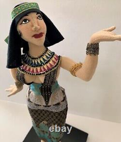 2008 LUCY LANDRY Handmade Artist EGYPTIAN WOMAN Cloth DOLL OOAK on Signed Stand