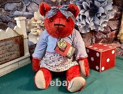 24 Ravishing Red 2022 Mohair Teddy Bear'marilla' By Artist Deb Beardsley