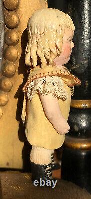 3.5 tall Dollhouse Doll AMAZING tiny artist doll c. 1930'-40's