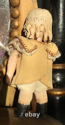 3.5 tall Dollhouse Doll AMAZING tiny artist doll c. 1930'-40's