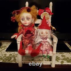 3 Lulu Lancaster ooak art dolls one of a kind handmade Nutmeg Christmas elf