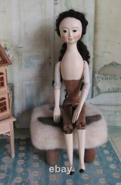 9 Queen Anne Inspired Hand Carved Wood OOAK Art Doll by Hitty Artists A&H