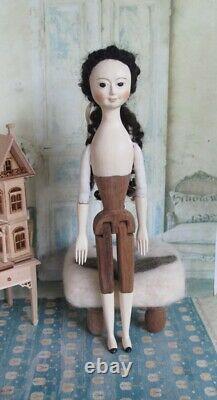 9 Queen Anne Inspired Hand Carved Wood OOAK Art Doll by Hitty Artists A&H