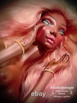AVAILABLE Black porcelain ball jointed bjd ooak ARTIST fairy doll melanin angel