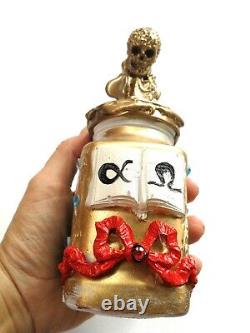 Accessorie doll artist art ooak original signed puppet house castle skull book