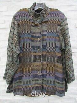 Adriane Nicolaisen Fiber Art Handwoven Webworks Art-to-Wear Jacket OOAK 14 44''B