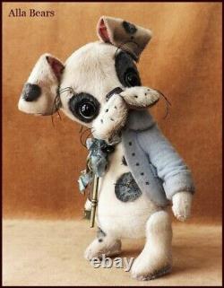 Alla Bears artist OOAK Boston Terrier Antique art doll dog pet toy