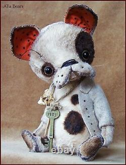 Alla Bears artist Old Antique Puppy Teddy Bear art doll OOAK boy pet decor toy