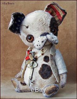 Alla Bears artist Old Antique Puppy art doll OOAK boy pet decor
