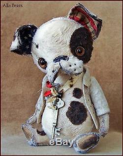 Alla Bears artist Old Antique Puppy art doll OOAK boy pet decor