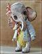 Alla Bears Artist Old Vintage Elephant Art Doll Sunny Baby Pink Yellow Rose