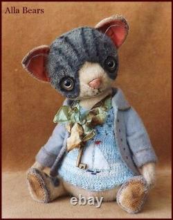 Alla Bears artist doll teddy bear OOAK cat decor Japan Anime pet textile art