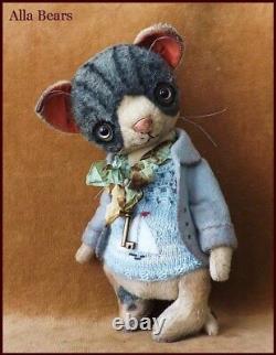 Alla Bears artist doll teddy bear OOAK cat decor Japan Anime pet textile art