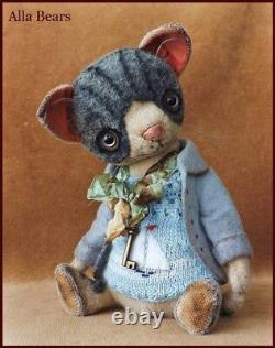 Alla Bears artist doll teddy bear OOAK cat decor Japan Anime pet textile art