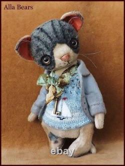 Alla Bears artist doll teddy bear OOAK cat decor Japan Anime pet textile art