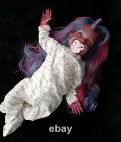 Alternative Pink Unicorn Reborn pink and blue hair magnetic horn and pacifier