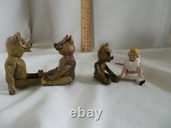 Antique German Bisque Doll Artist Altered Goldilocks & The Three Bears Set OOAK