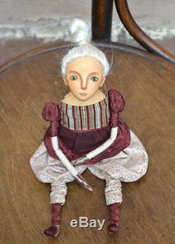 Art Doll, Handmade Artisan Papier-mache Cloth Doll-Toy Girl, OOAK, Modern Artist