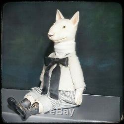 Art Doll Handmade by an artist Ceramic doll moving doll ooak Bull Terrier dog