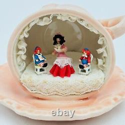 Artisan Raggedy Ann Miniature Cup And Saucer Diorama SIGNED Mary Neaves OOAK