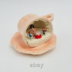 Artisan Raggedy Ann Miniature Cup And Saucer Diorama SIGNED Mary Neaves OOAK