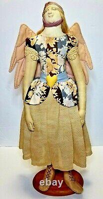 Artist Akira Blount Vintage Natural Handmade OOAK Angel Doll 1985 with Stand