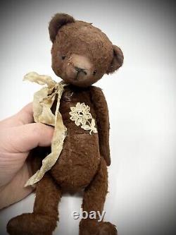 Artist Anna Tsymbal Distressed Vintage Floral Lace Floppy Bear Handmade OOAK