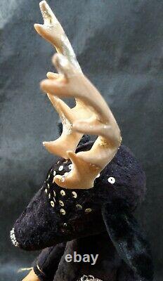 Artist Boudoir fantasy doll Black Deer Golden Horns. OOAK art doll