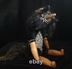 Artist Boudoir fantasy doll Black Unicorn. OOAK art doll