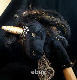 Artist Boudoir fantasy doll Black Unicorn. OOAK art doll