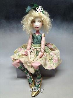Artist Doll Blond Hair Feathers Gold Shoes OOAK