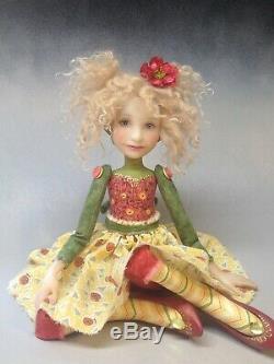 Artist Doll Blond Hair Freckles Red Shoes OOAK