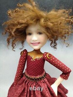 Artist Doll Brown Hair Freckles Red Shoes OOAK