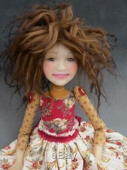 Artist Doll Brown Hair Red Shoes OOAK