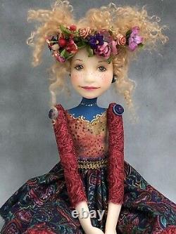 Artist Doll By Dianne Adam Blond Hair Freckles Flower Halo OOAK