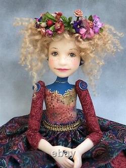 Artist Doll By Dianne Adam Blond Hair Freckles Flower Halo OOAK