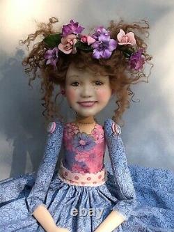 Artist Doll By Dianne Adam Brown Hair Freckles Flower Halo OOAK