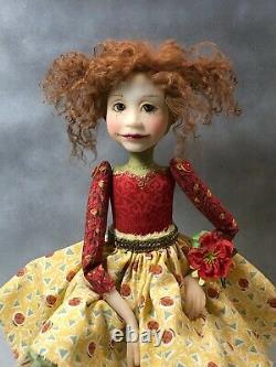 Artist Doll By Dianne Adam Brown Hair Freckles Gold Shoes OOAK