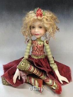 Artist Doll Curly Blond Hair Red Shoes OOAK