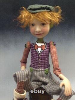 Artist Doll Red Hair Freckle Boy Vintage Shoes OOAK
