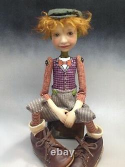 Artist Doll Red Hair Freckle Boy Vintage Shoes OOAK
