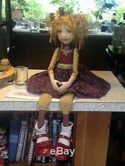 Artist Doll Red Hair Freckles Big Shoes OOAK