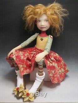 Artist Doll Red Hair Gold High Heel Shoes OOAK