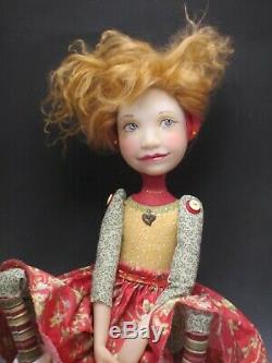 Artist Doll Red Hair Gold High Heel Shoes OOAK