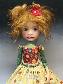 Artist Doll Red Hair Pig Tails Freckles Red Shoes OOAK